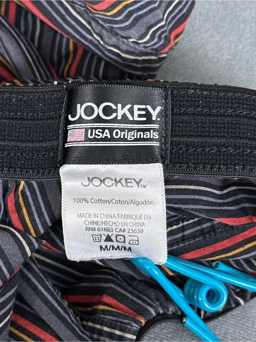 Vintage Jockey USA Originals Boxer Shorts Size Medium 100% Cotton Striped Mens